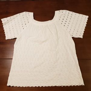 Old Navy White Eyelet Short Sleeve Top Size XL